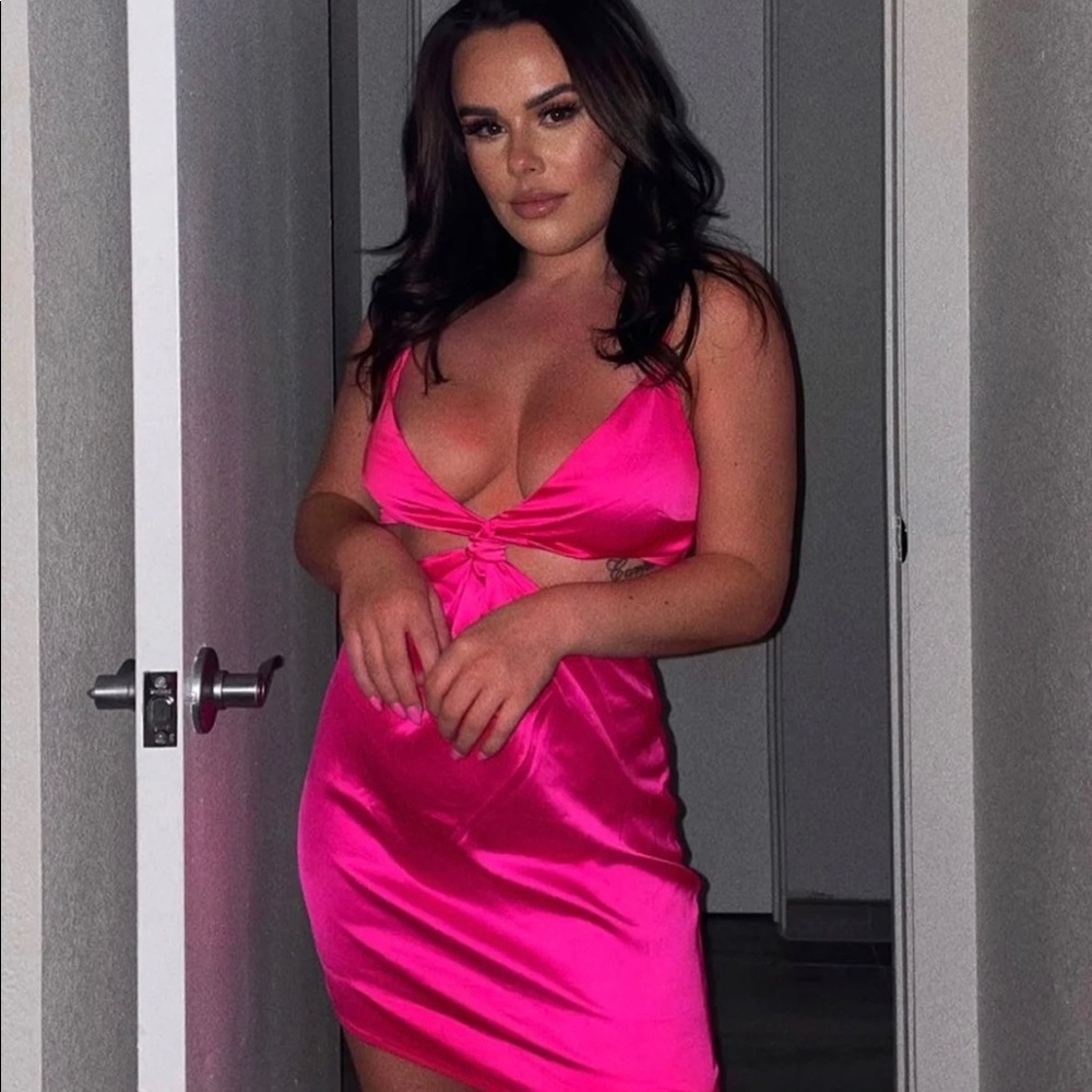 Hot pink cutout party dress